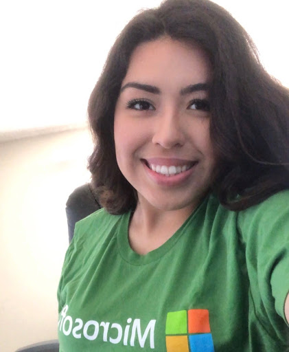 Karen Alarcon frontal image wearing Microsoft shirt.